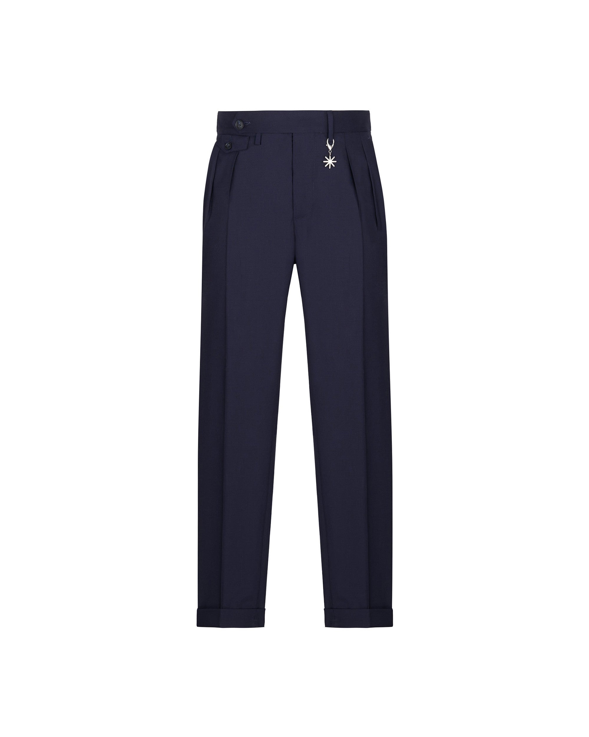 Pantalone doppia pinces fresco di lana stretch blu