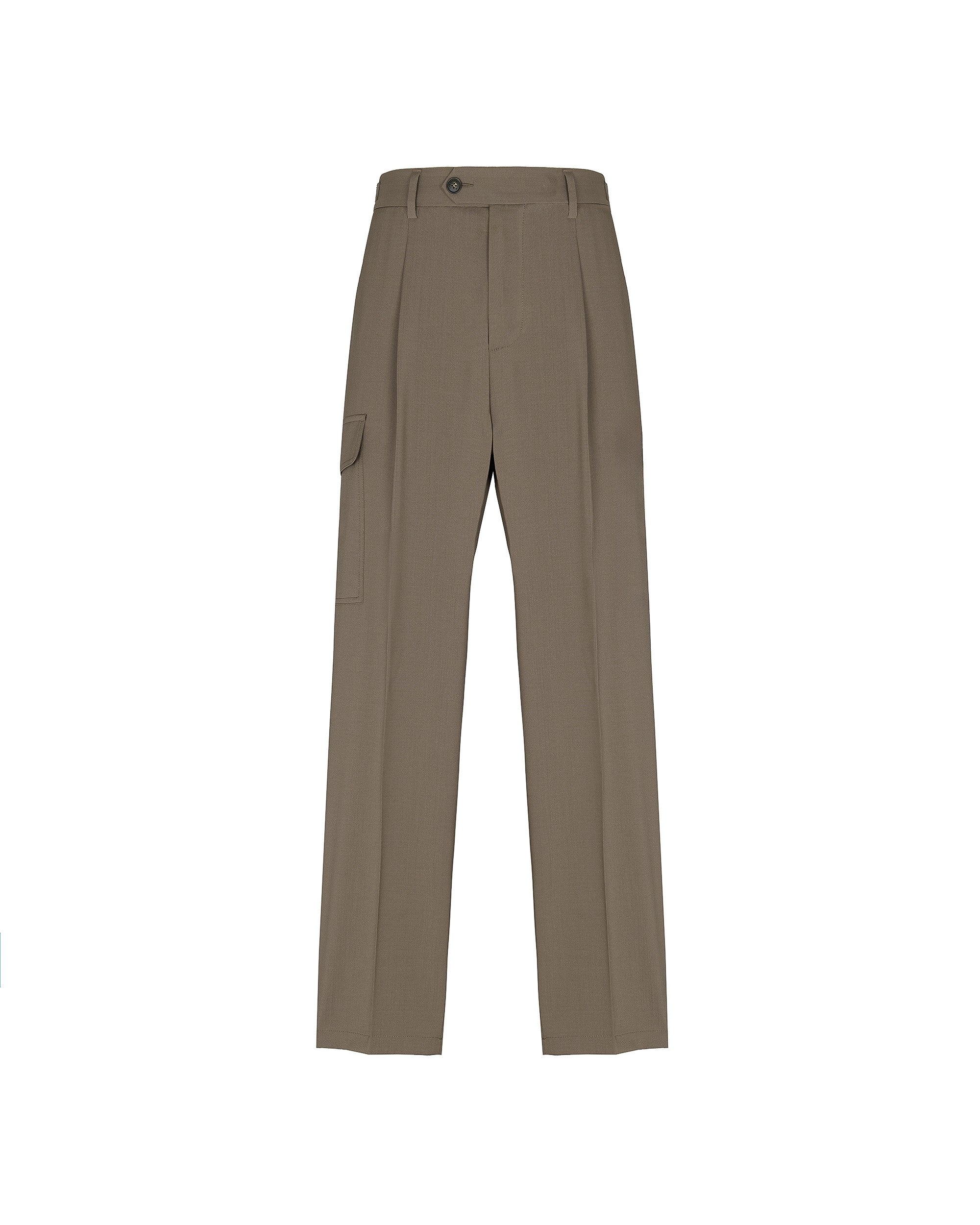Pantalone cargo fresco di lana stretch marrone