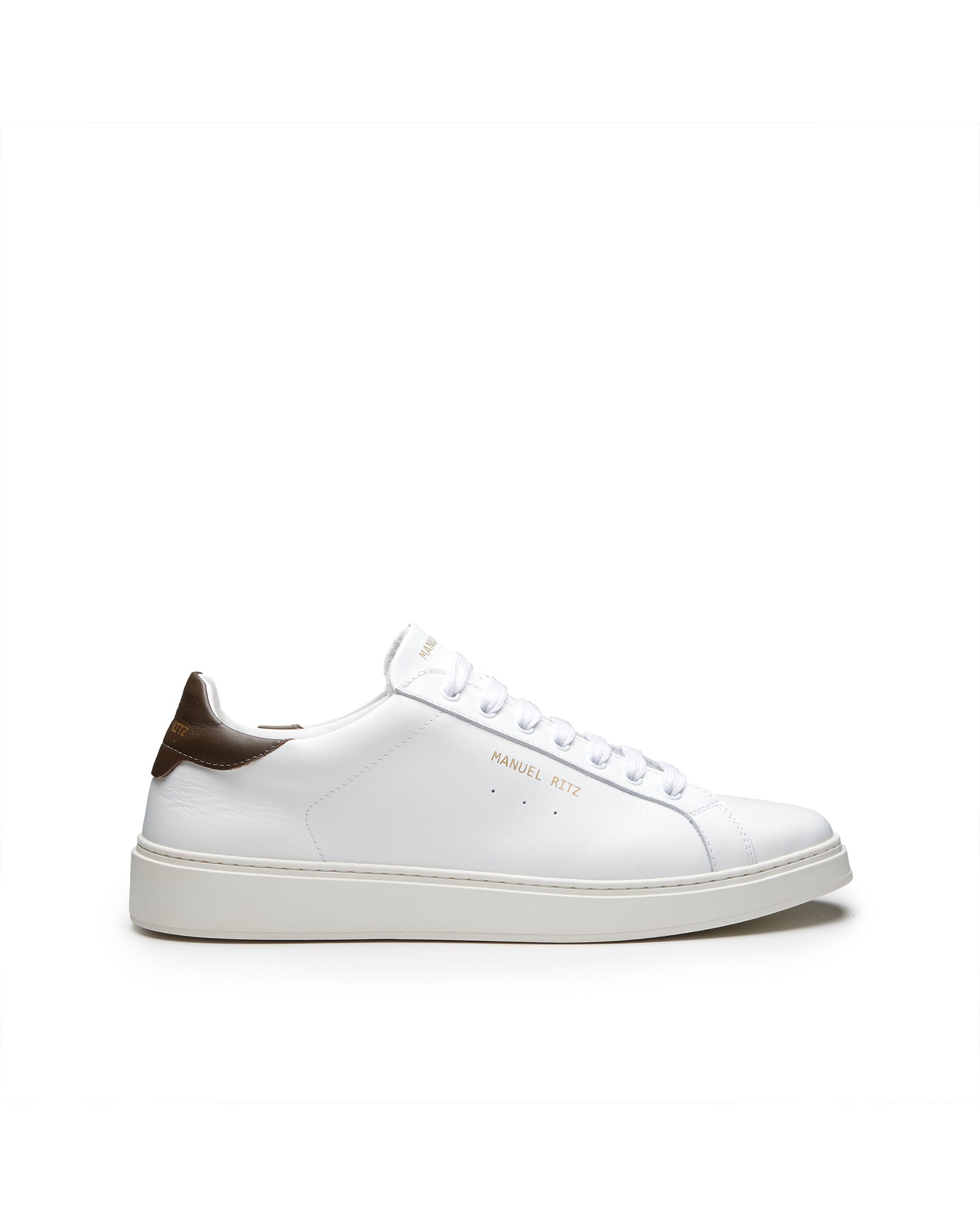 Sneakers in pelle tallone marrone