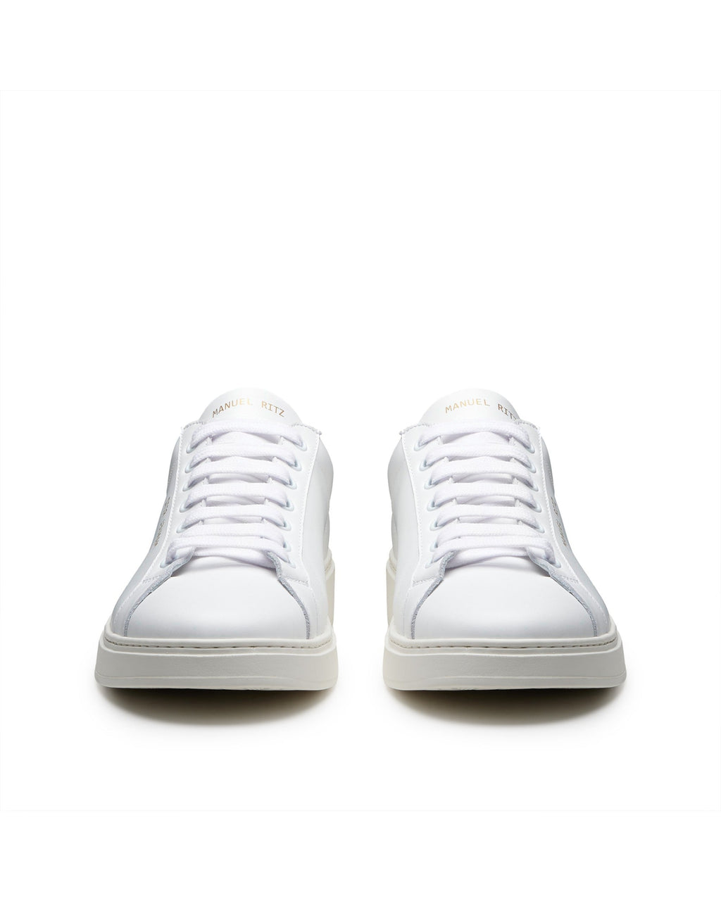Beige leather sneakers with heel