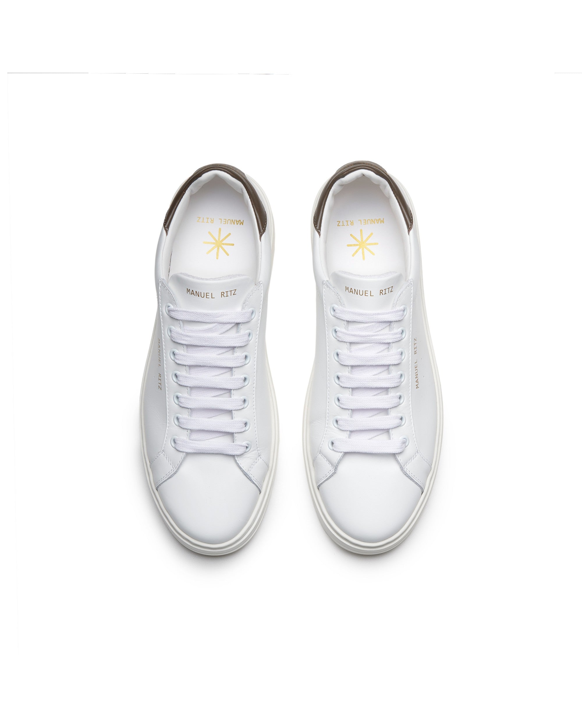 Sneakers in pelle tallone marrone