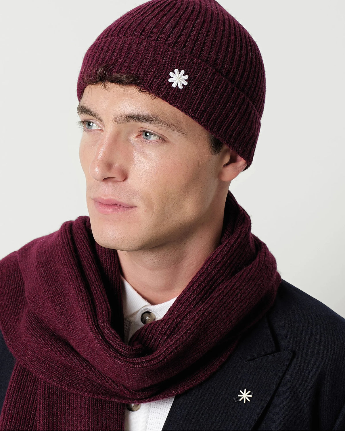 Cuffia costa inglese misto cashmere bordeaux Manuel Ritz