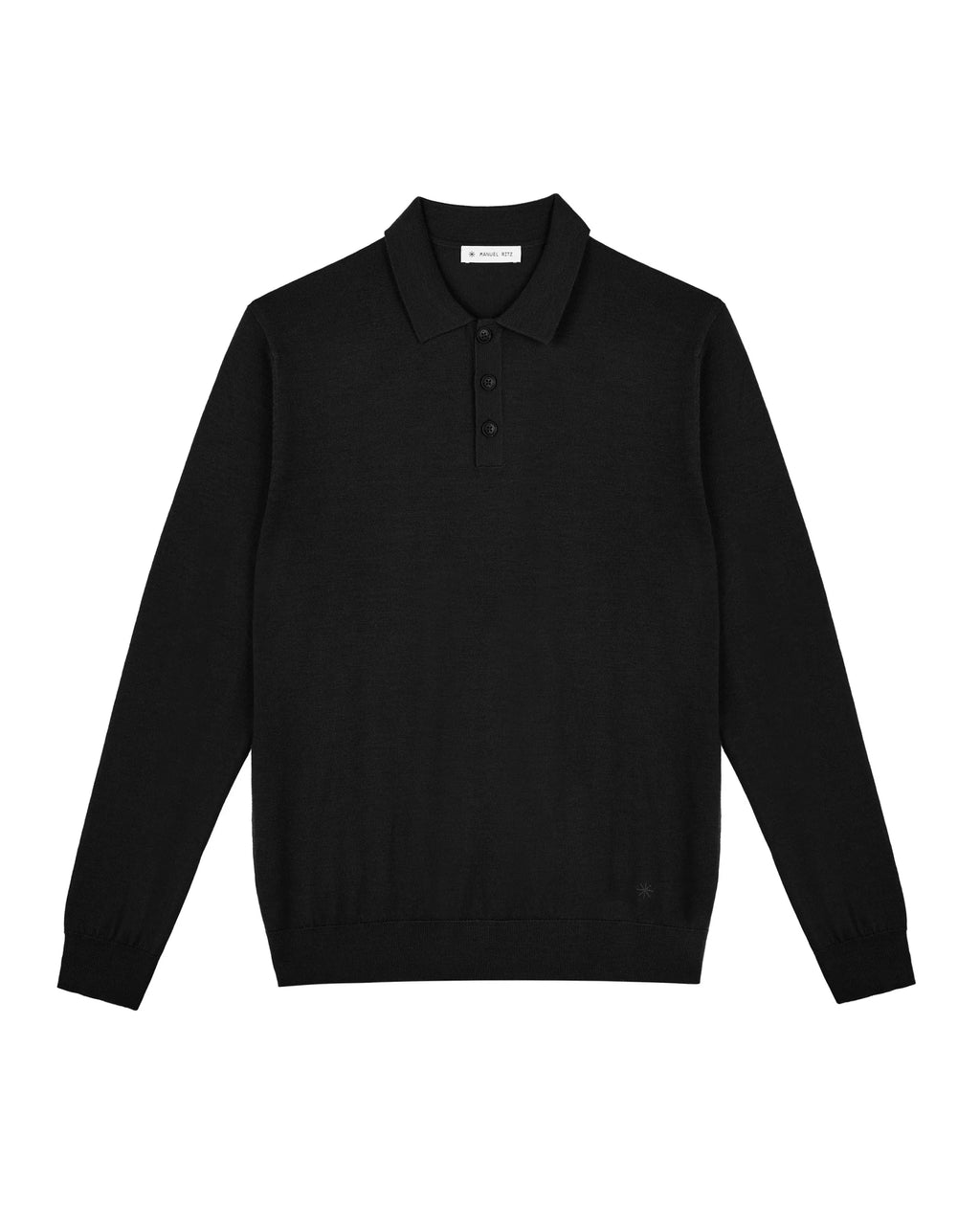 Polo manica lunga in pura lana nero Manuel Ritz