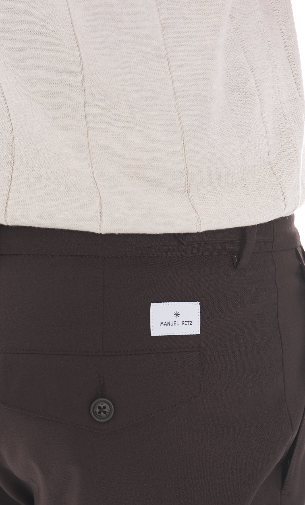 Pantalone doppia pinces fresco di lana stretch blu marrone