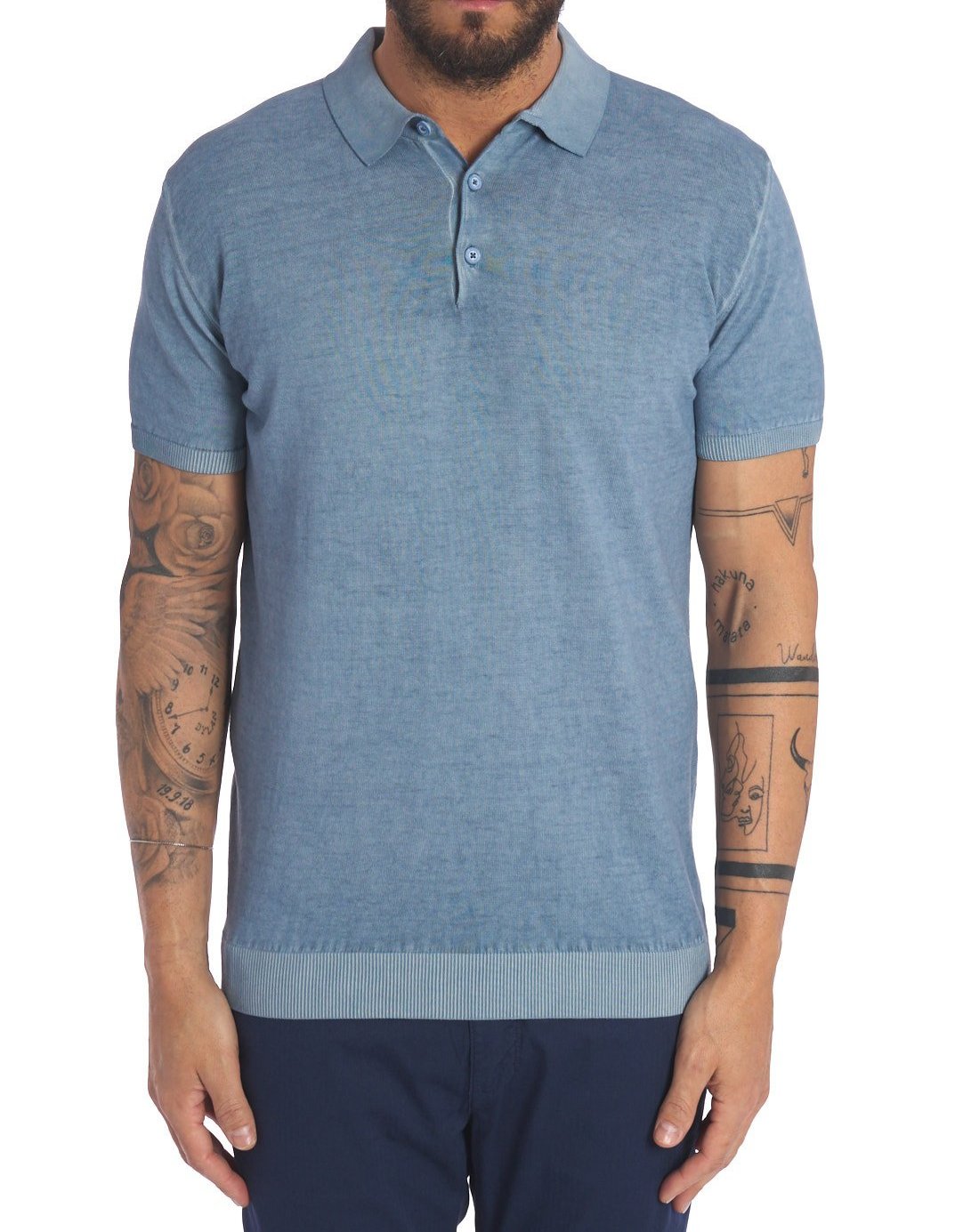 Polo Tintura a Freddo Filo Cotone avio