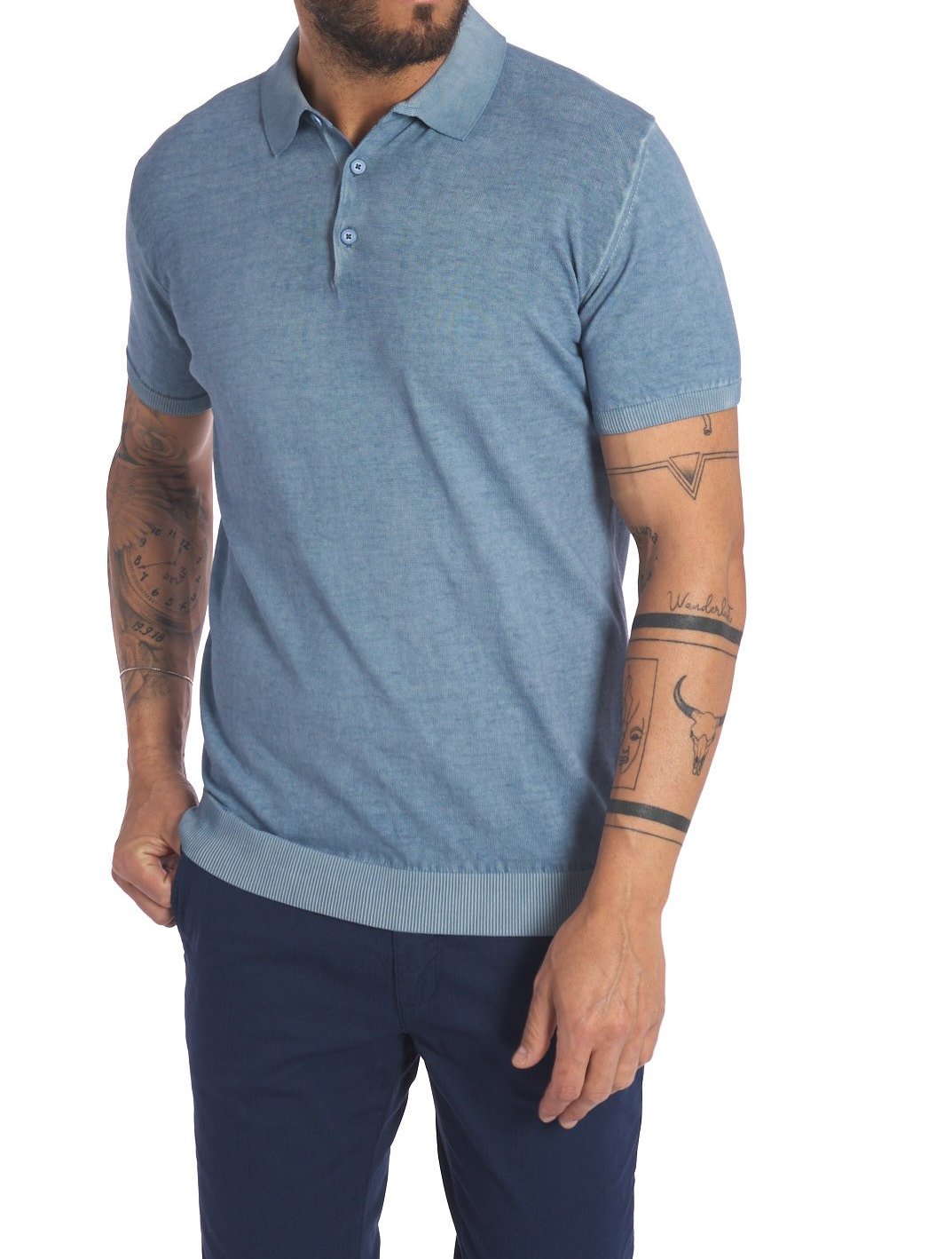 Polo Tintura a Freddo Filo Cotone avio