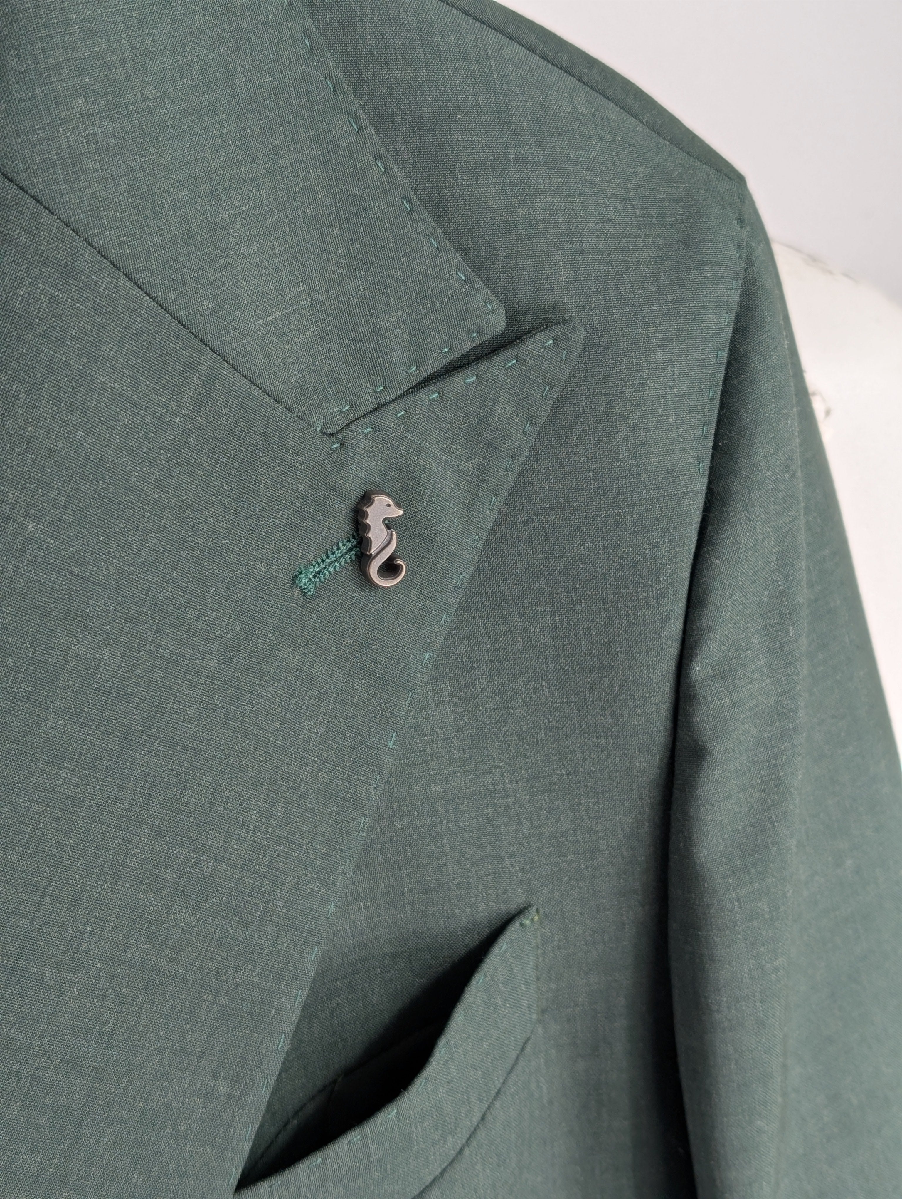 Giacca doppiopetto fresco lana verde