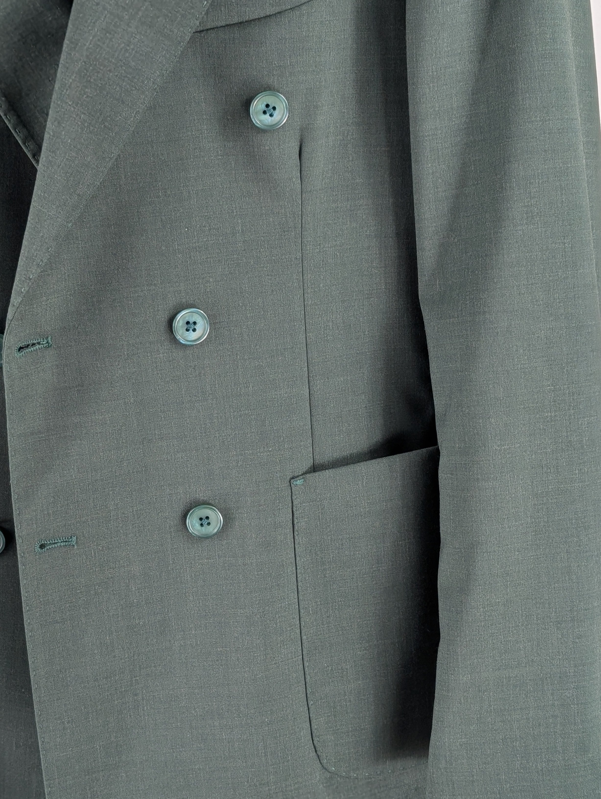 Giacca doppiopetto fresco lana verde