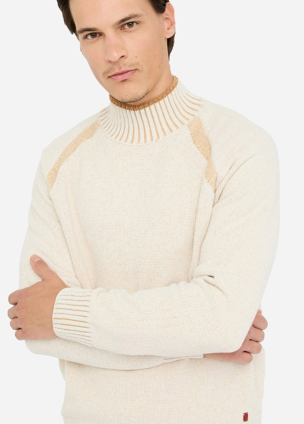 Maglia collo alto in ciniglia bianca