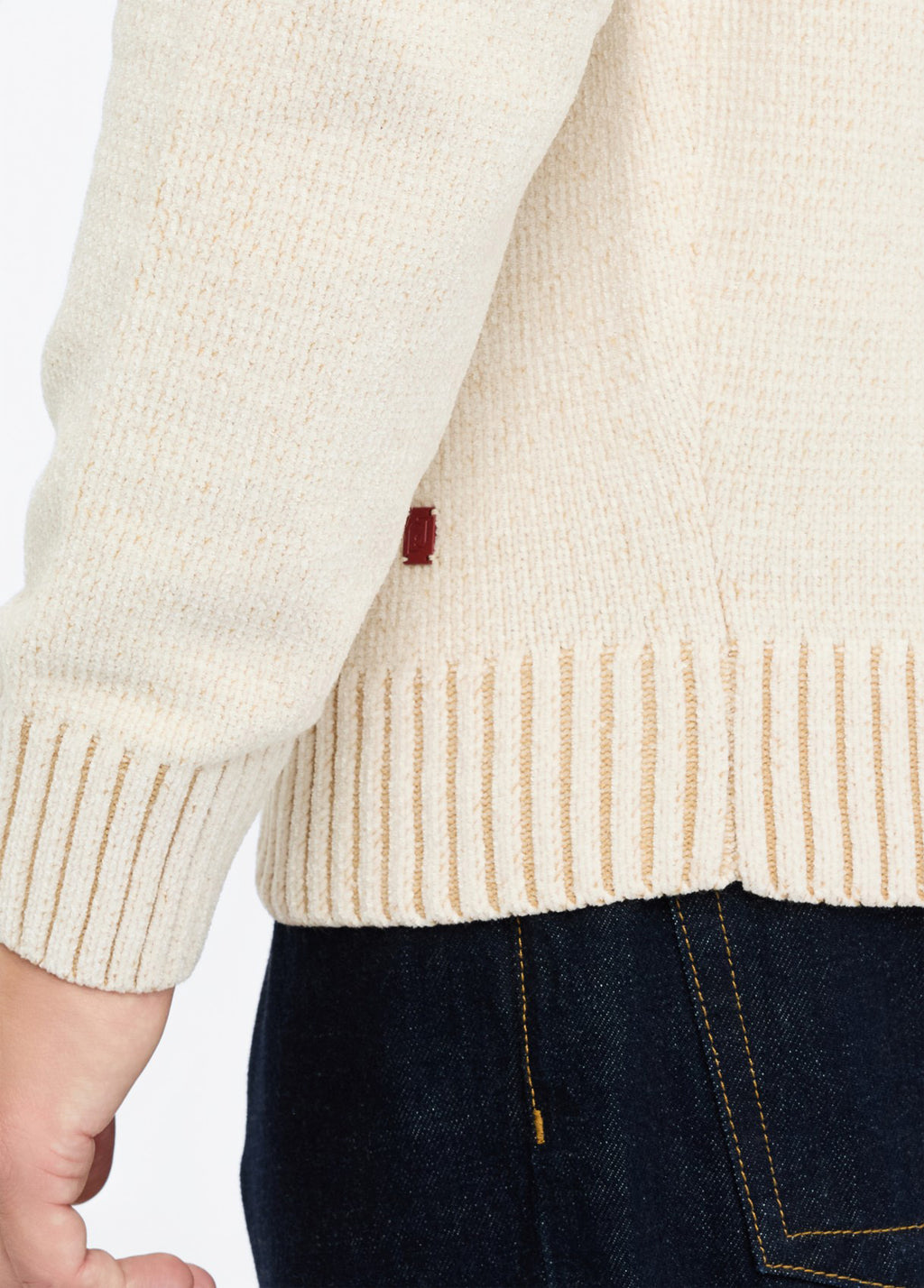 Maglia collo alto in ciniglia bianca