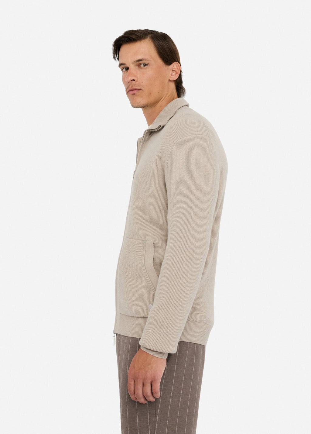 Cardigan in lana e cashmere con zip