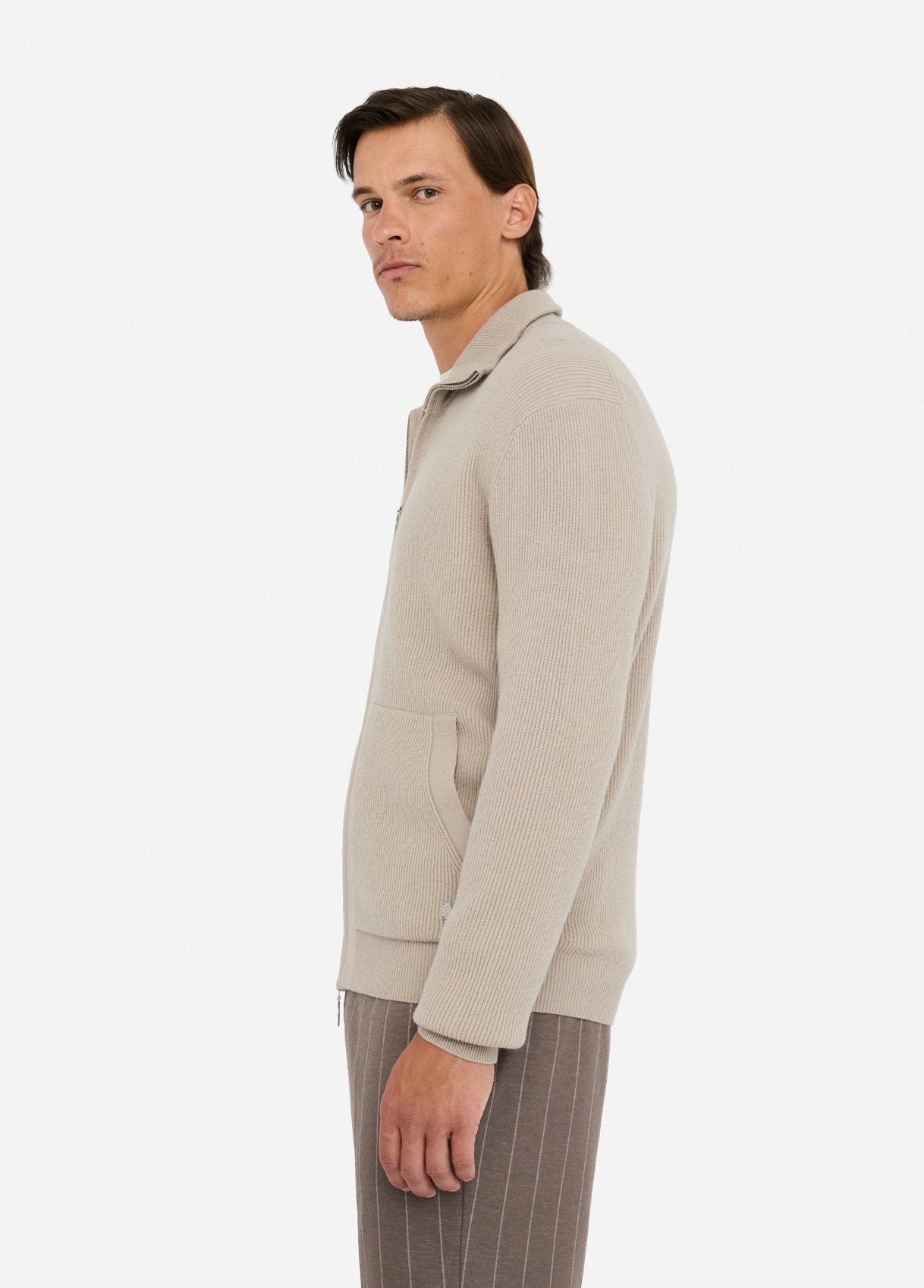 Cardigan in lana e cashmere con zip