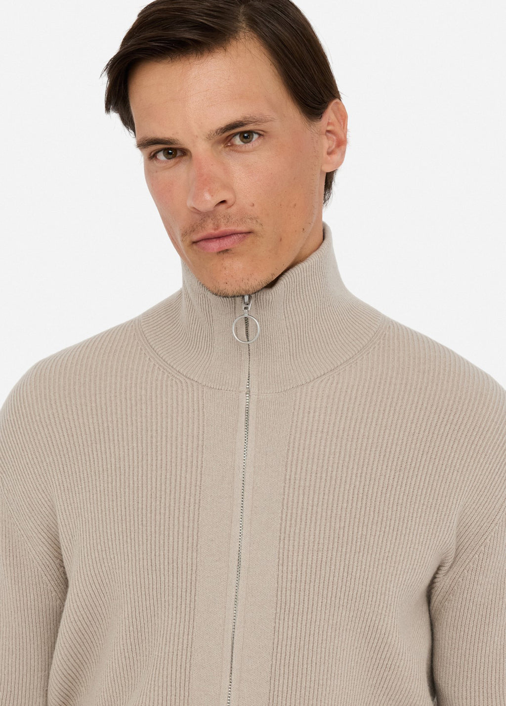 Cardigan in lana e cashmere con zip