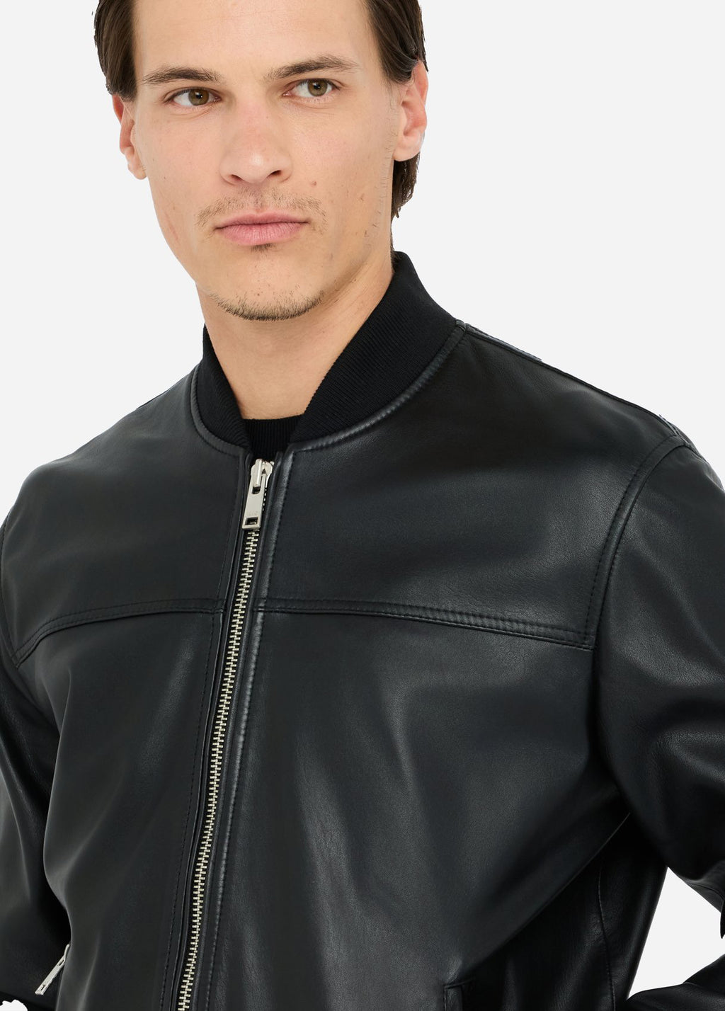 Bomber in pelle nero
