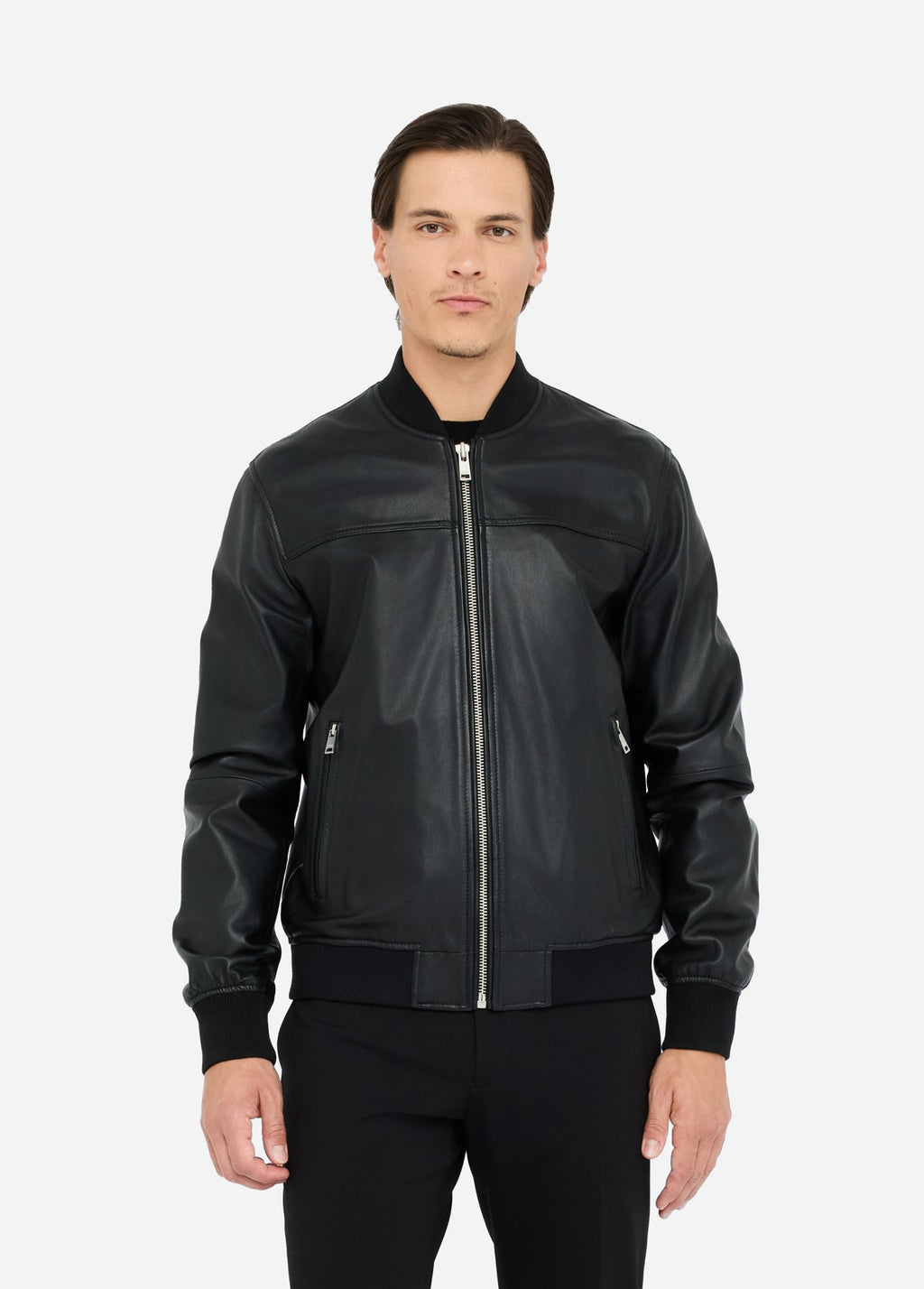 Bomber in pelle nero