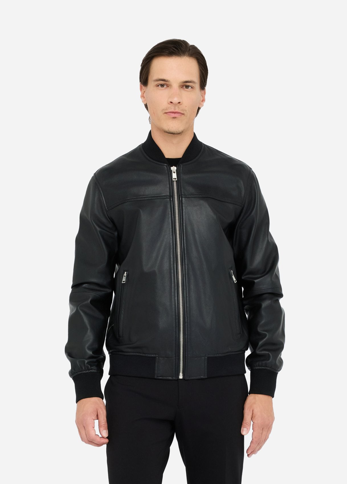 Bomber in pelle nero