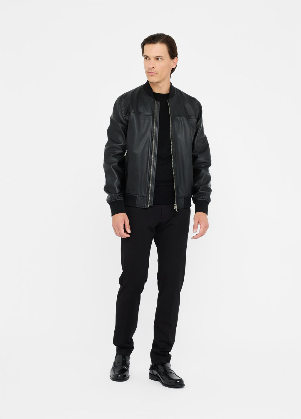 Bomber in pelle nero