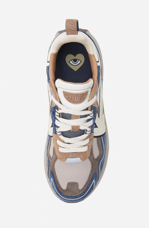 Scarpa Kaotiko Vancouver Tech Blu e Sabbia  In Suede Scamosciato E Tessuto