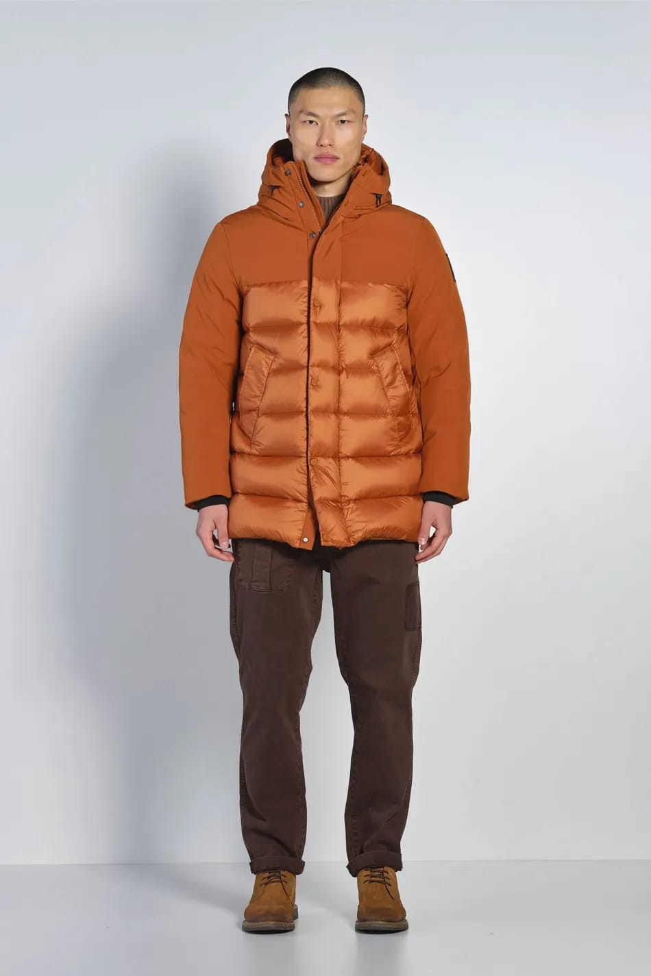 Parka Bimaterico Imbottito in Piuma