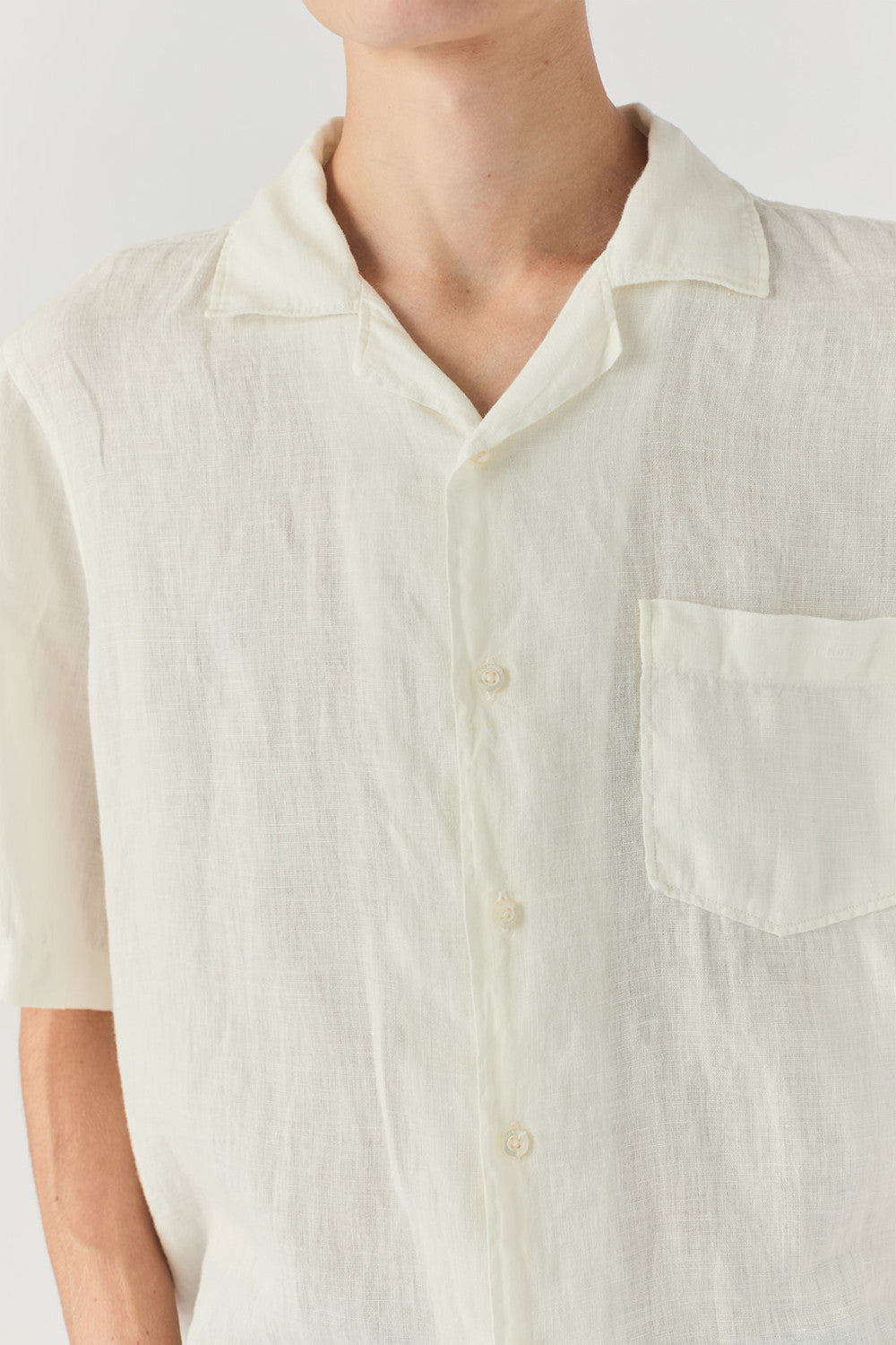 Camicia Bowling Riviera in Lino bianca