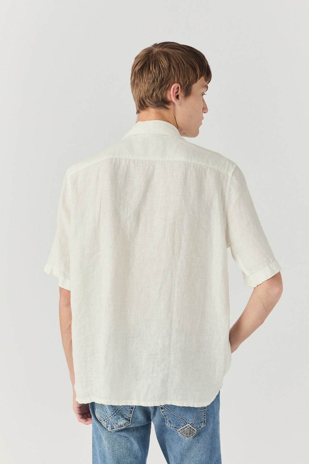 Camicia Bowling Riviera in Lino bianca