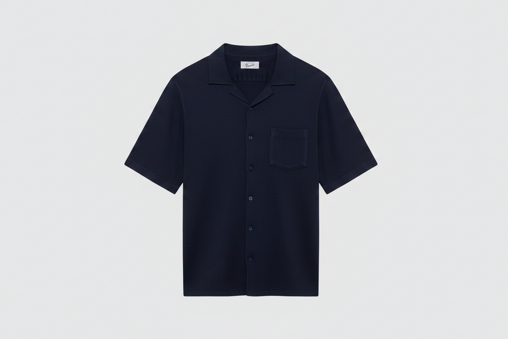 Camicia Bowling Riviera in Lino blu