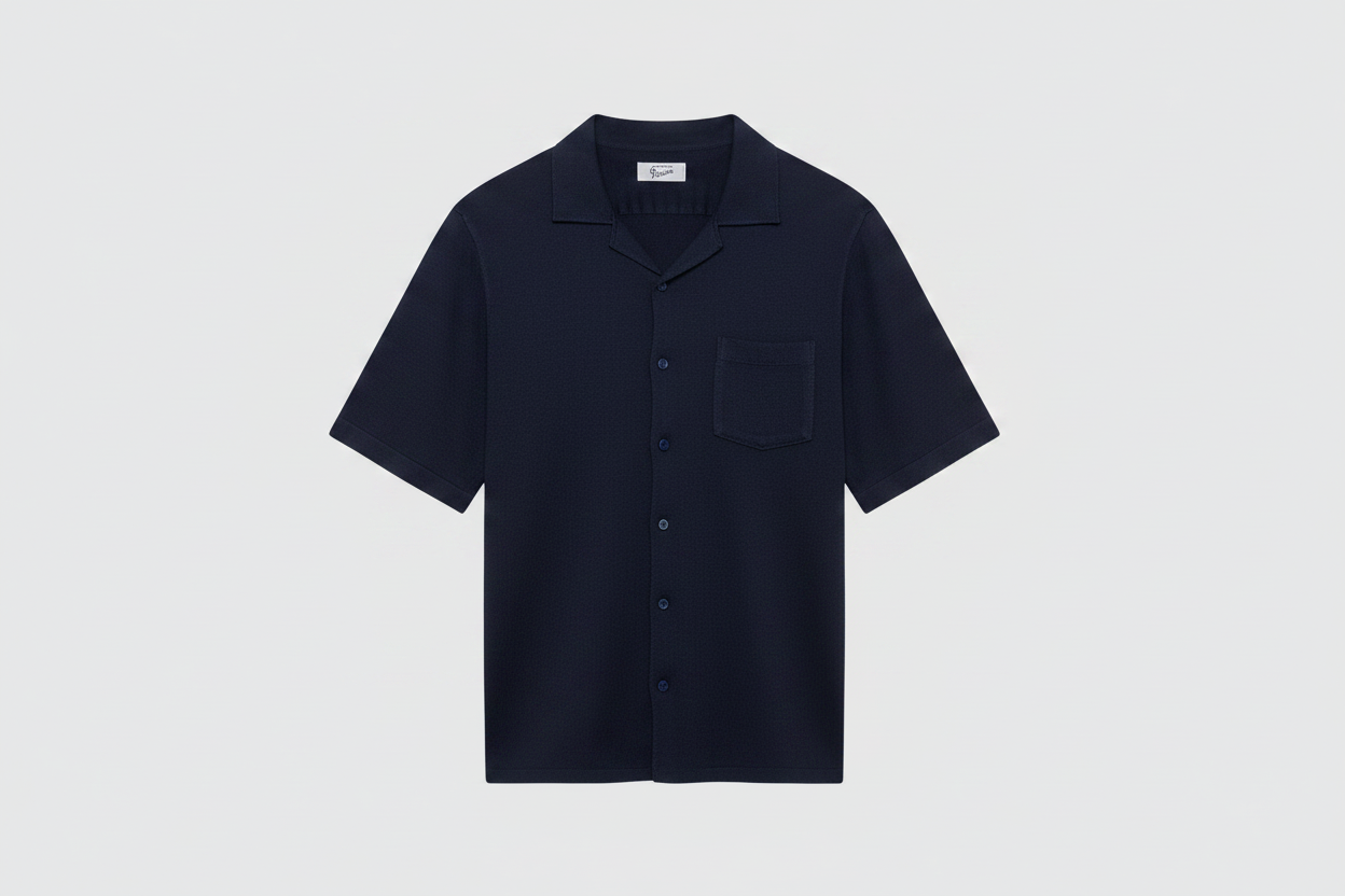 Camicia Bowling Riviera in Lino blu