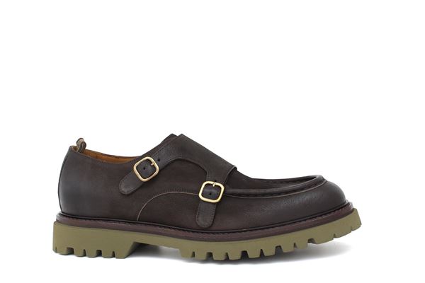 Scarpa in pelle nabuk doppia fibbia