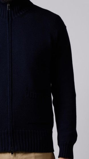 Giacca zip rasato misto merinos