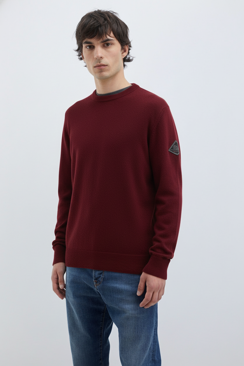 MAGLIONE GIROCOLLO IN LANA E CASHMERE bordeaux