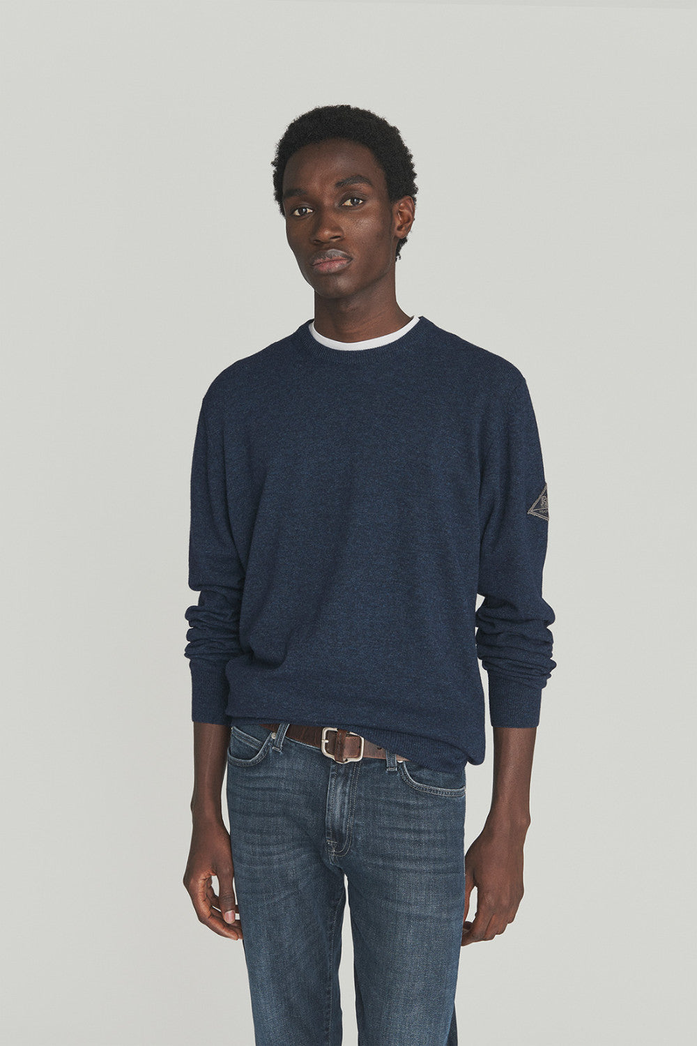 MAGLIONE GIROCOLLO IN LANA E CASHMERE blu