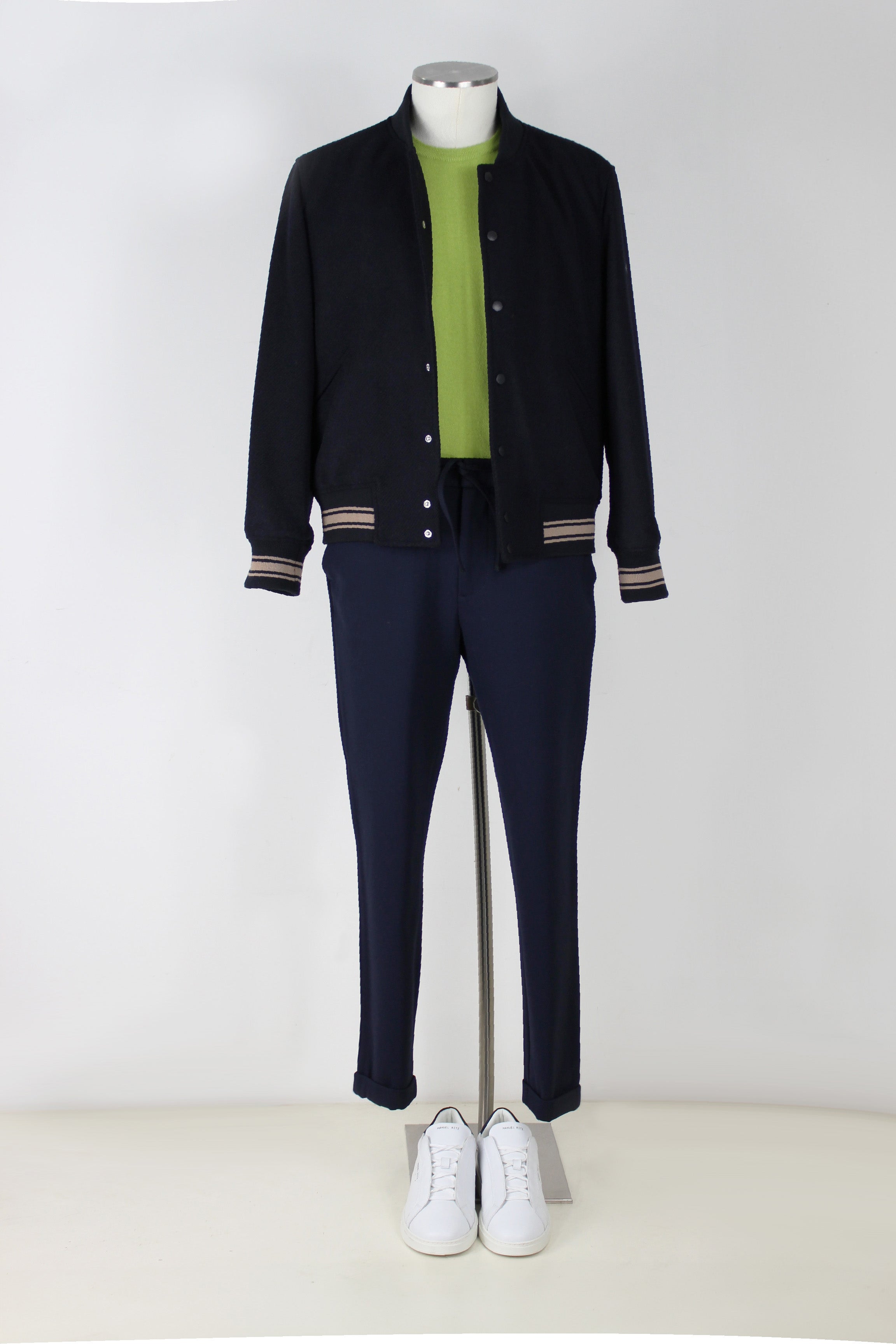 Bomber panno diagonale misto lana blu