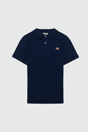 Polo in piquet con logo blu