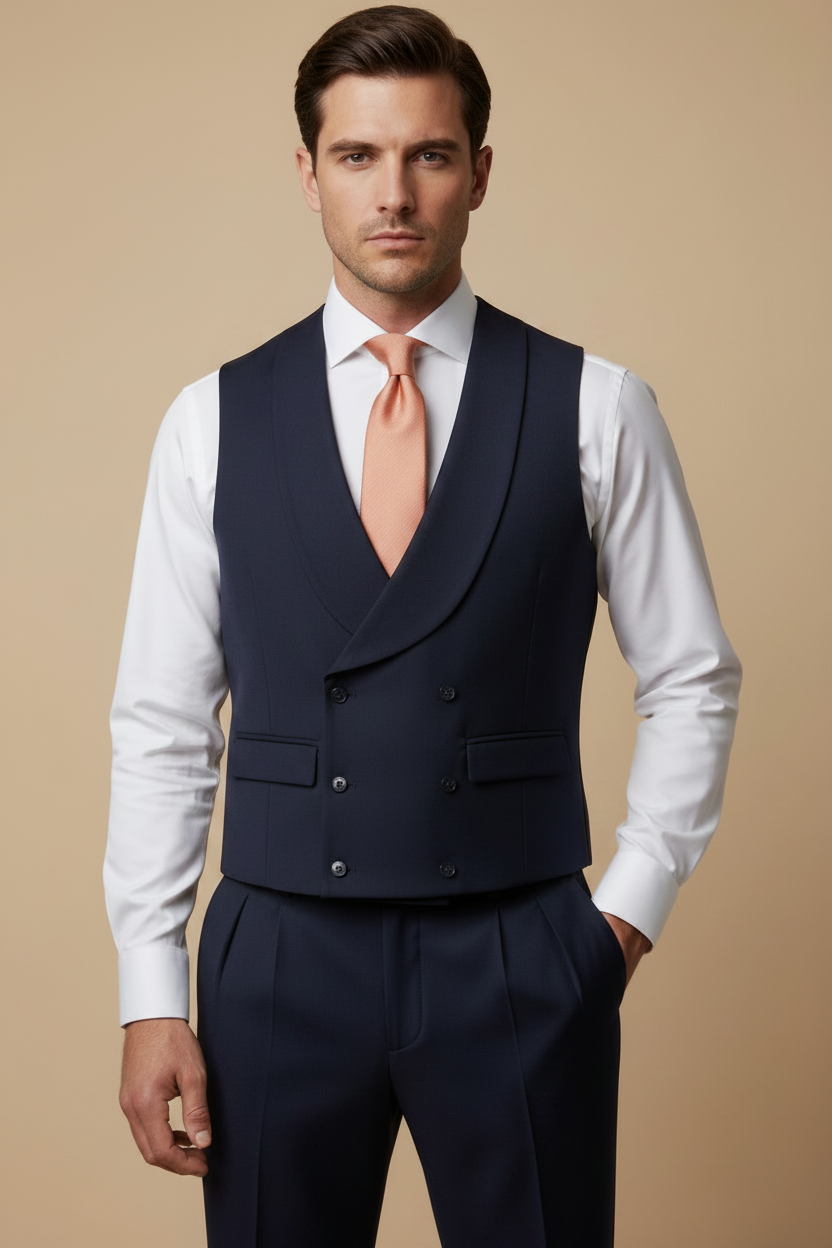 Abito con gilet blu