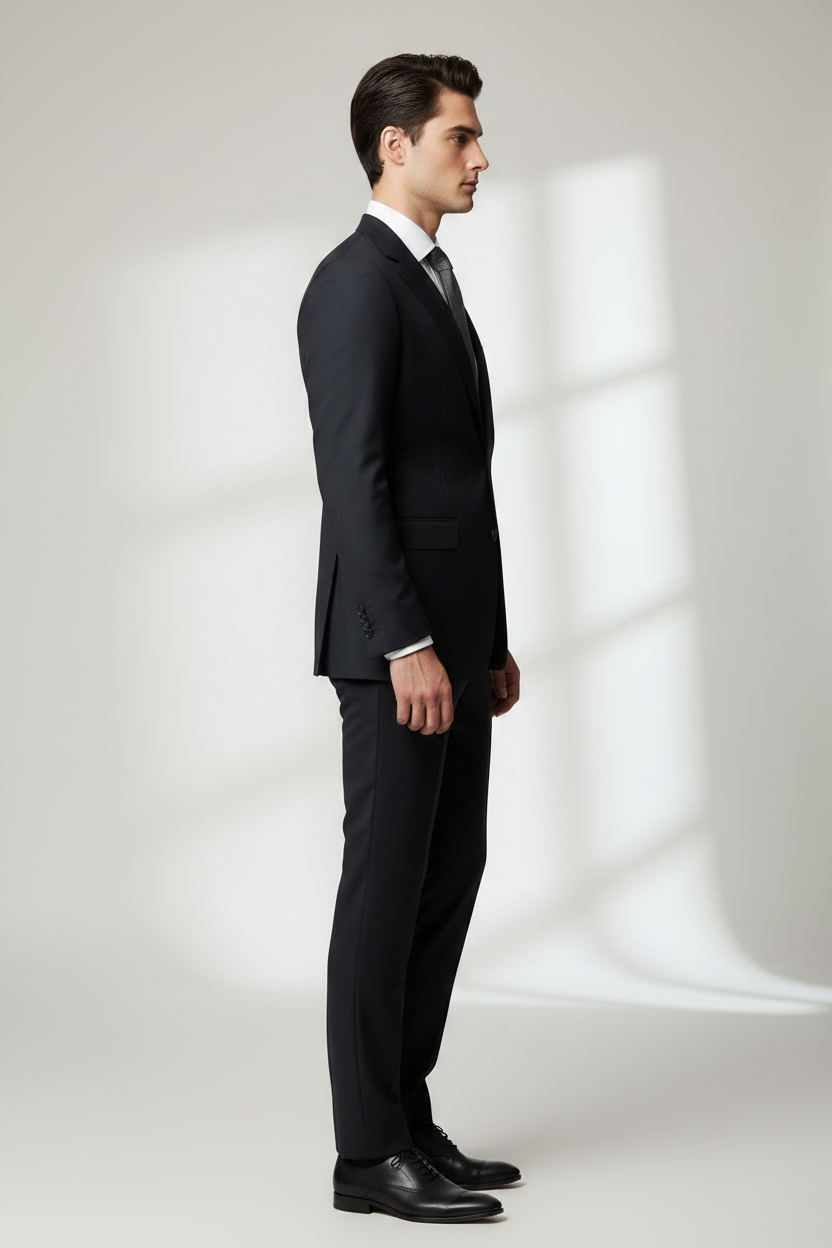 Abito slim misto viscosa stretch nero