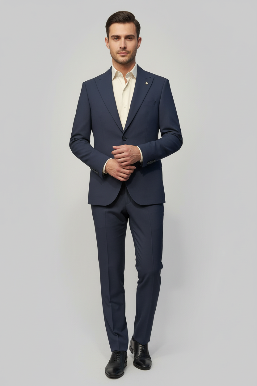 Abito slim misto viscosa strech blu