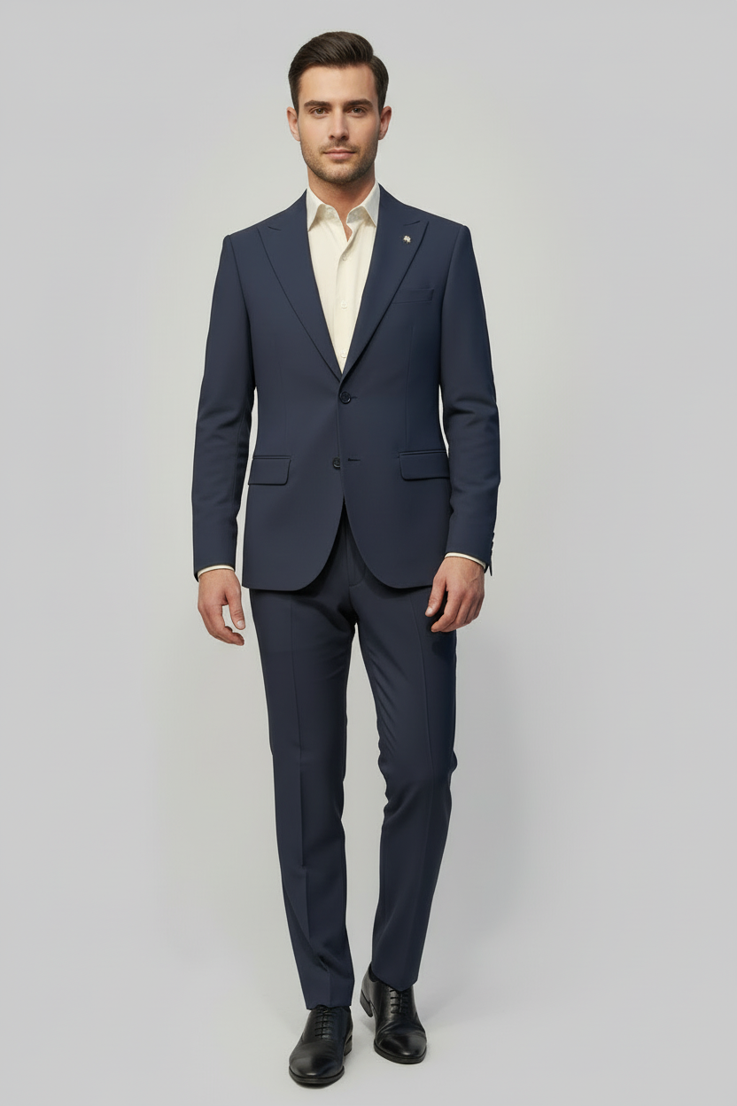 Abito slim misto viscosa strech blu