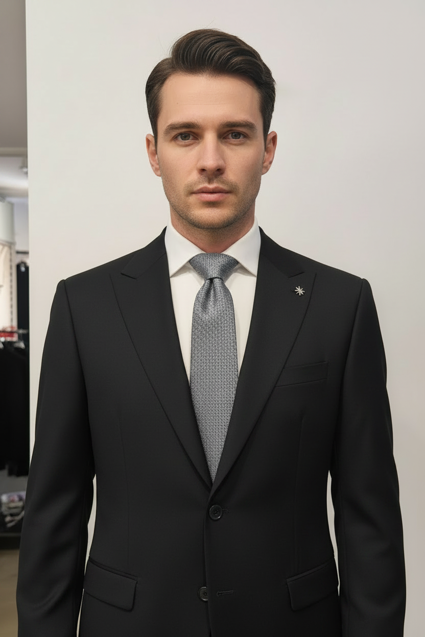 Abito slim misto viscosa stretch nero