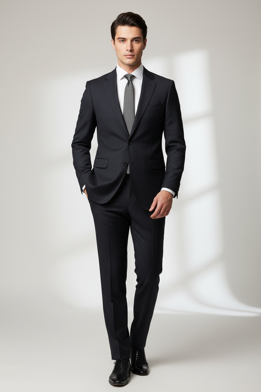 Abito slim misto viscosa stretch nero