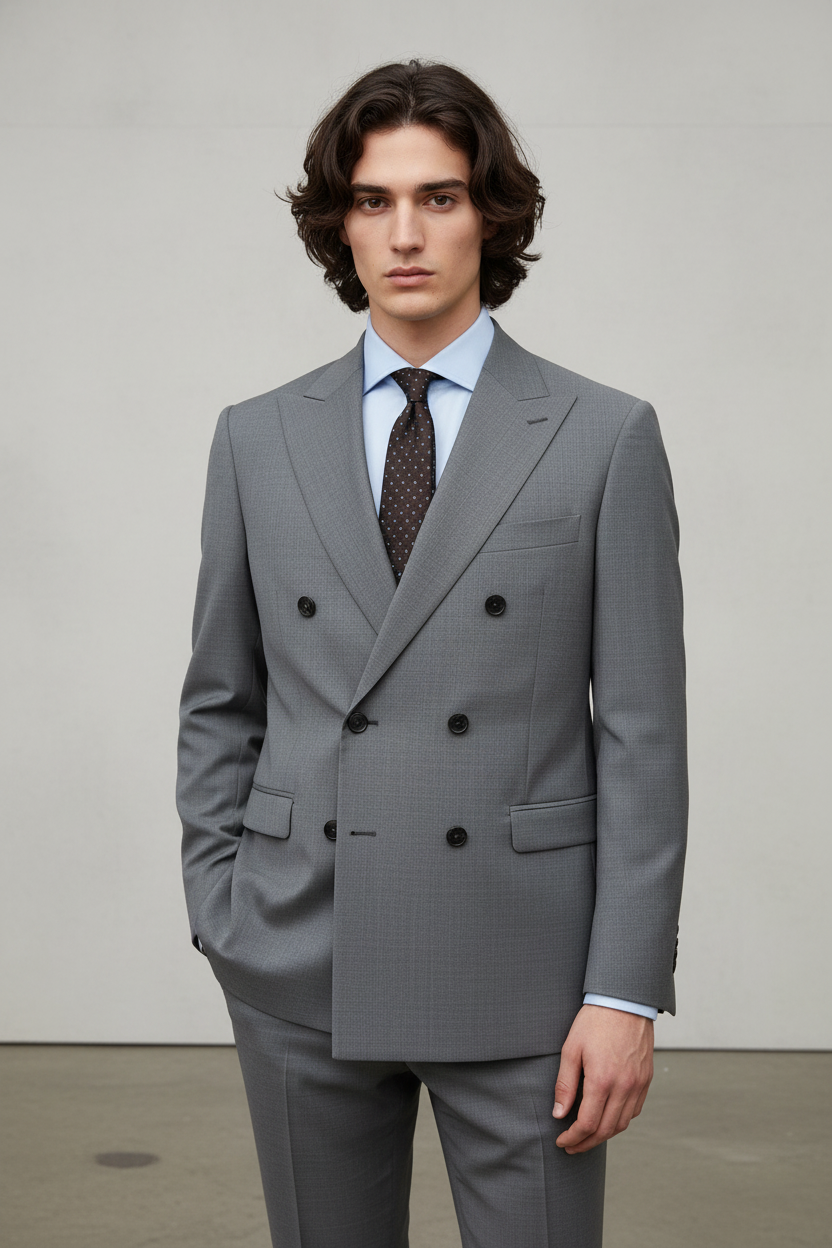 Abito doppiopetto grigio simbols