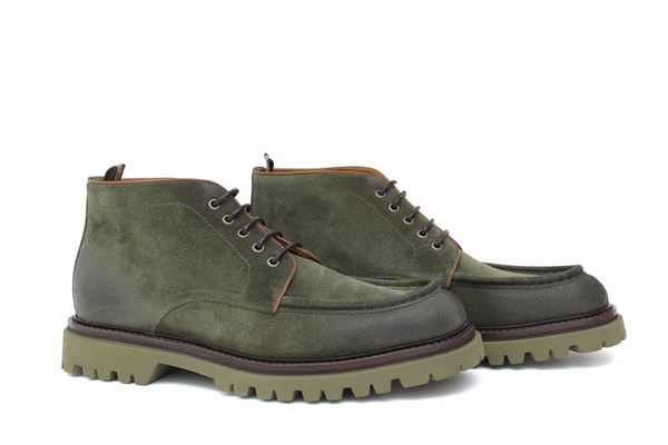 Stivaletto stringato camoscio verde