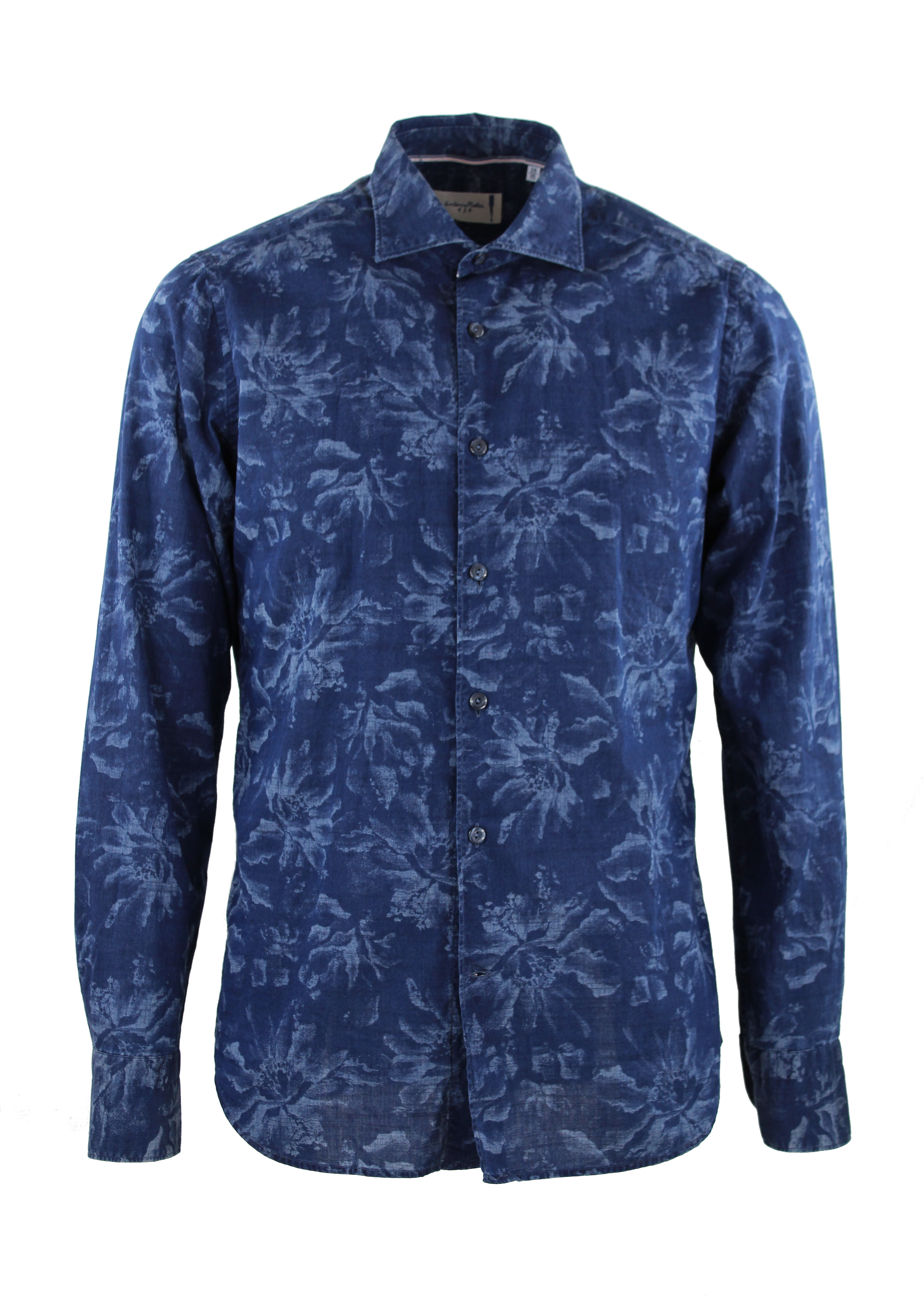Camicia fantasia fiori blu Tintoria Mattei