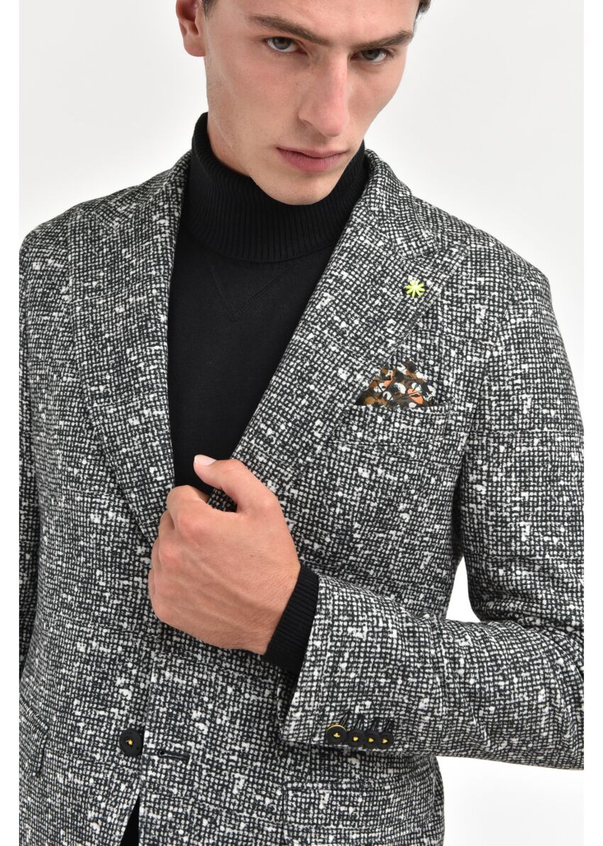 Giacca slim fit microfantasia stampata su felpa