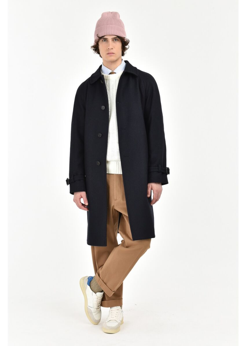 Crew neck sweater with braided wool and cashmere blend