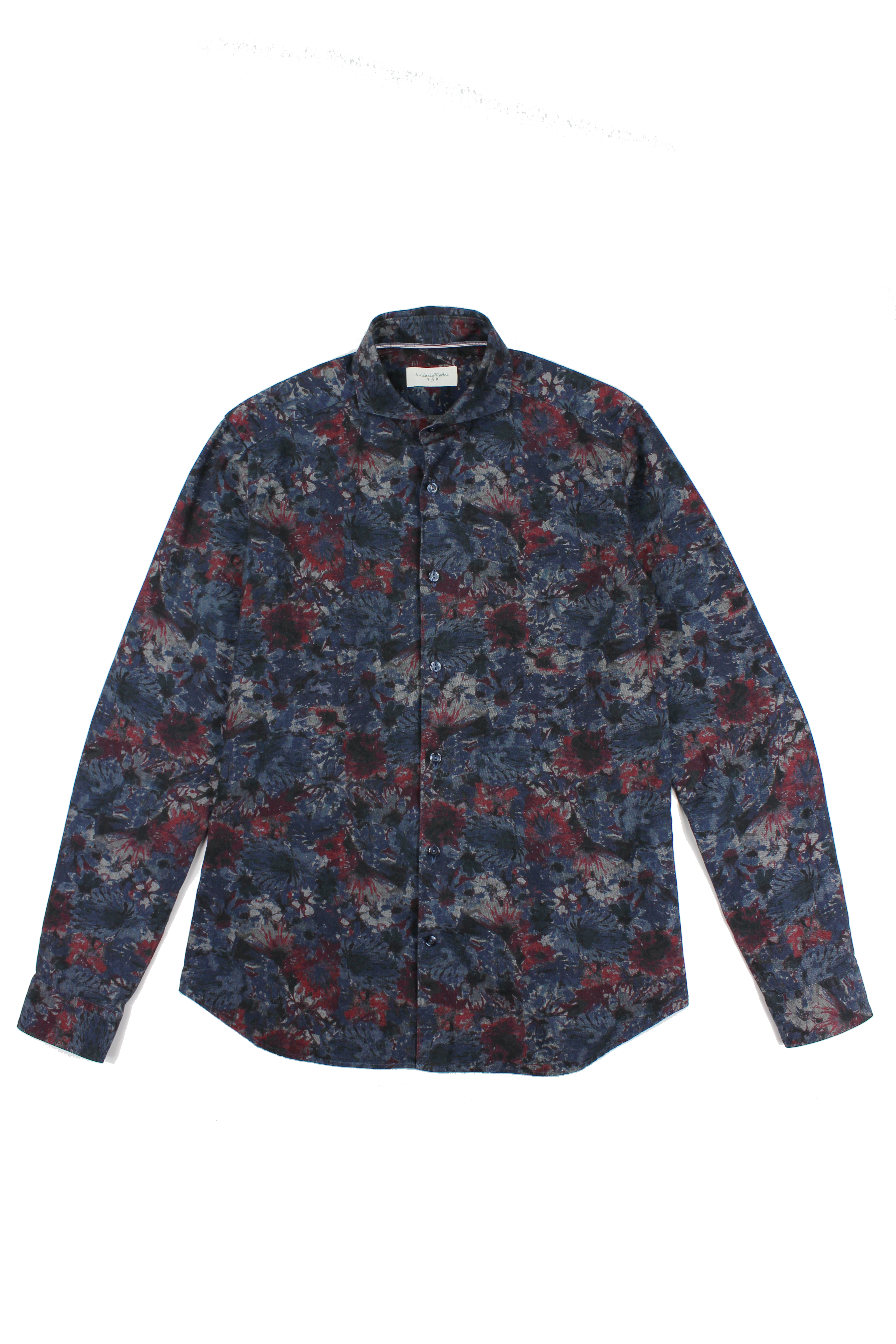 Camicia fantasia fiori blu Tintoria Mattei