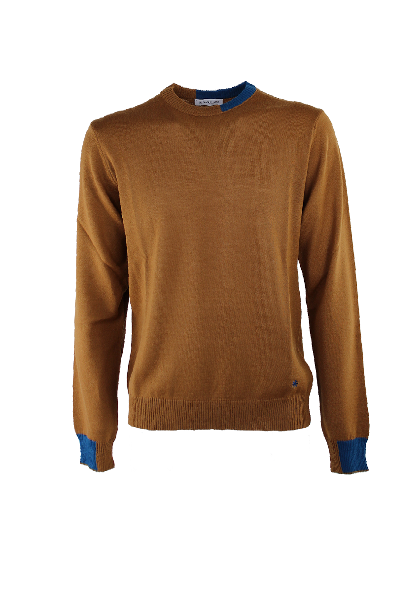 Crew neck in a wool blend with contrasts
