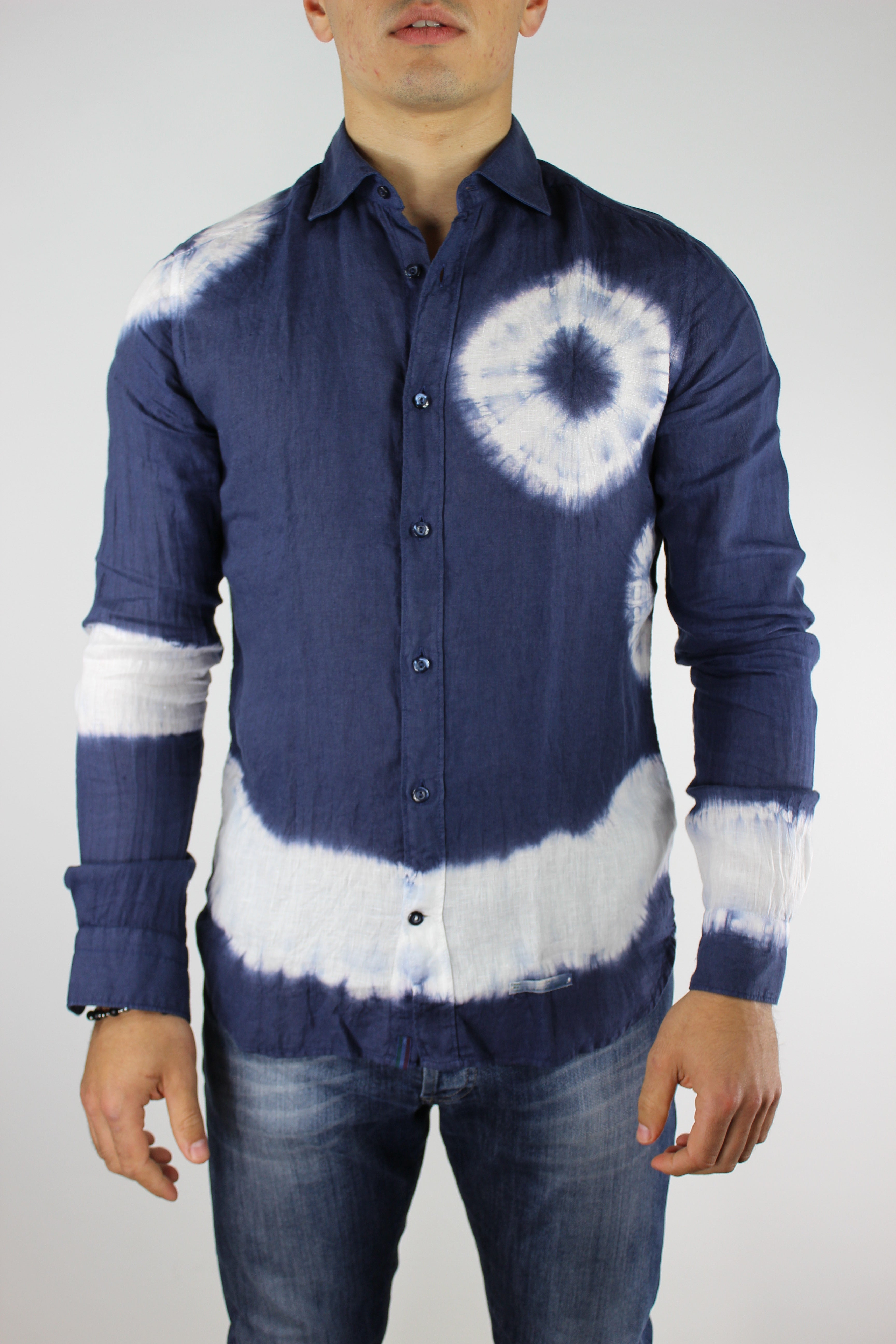 Camicia Lino Effetto Tie Dye Tintoria Mattei