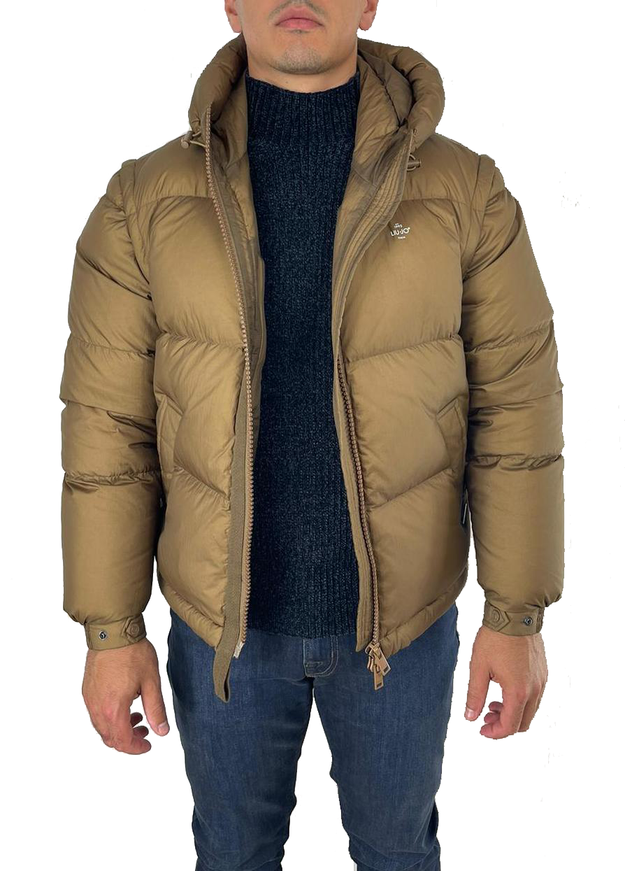 Giubbotto imbottito vera piuma con cappuccio