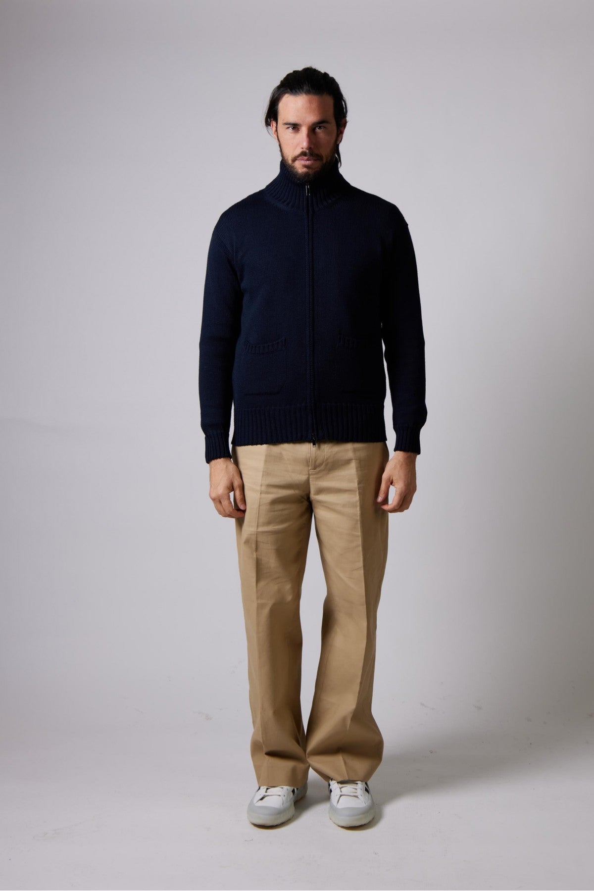 Giacca zip rasato misto merinos