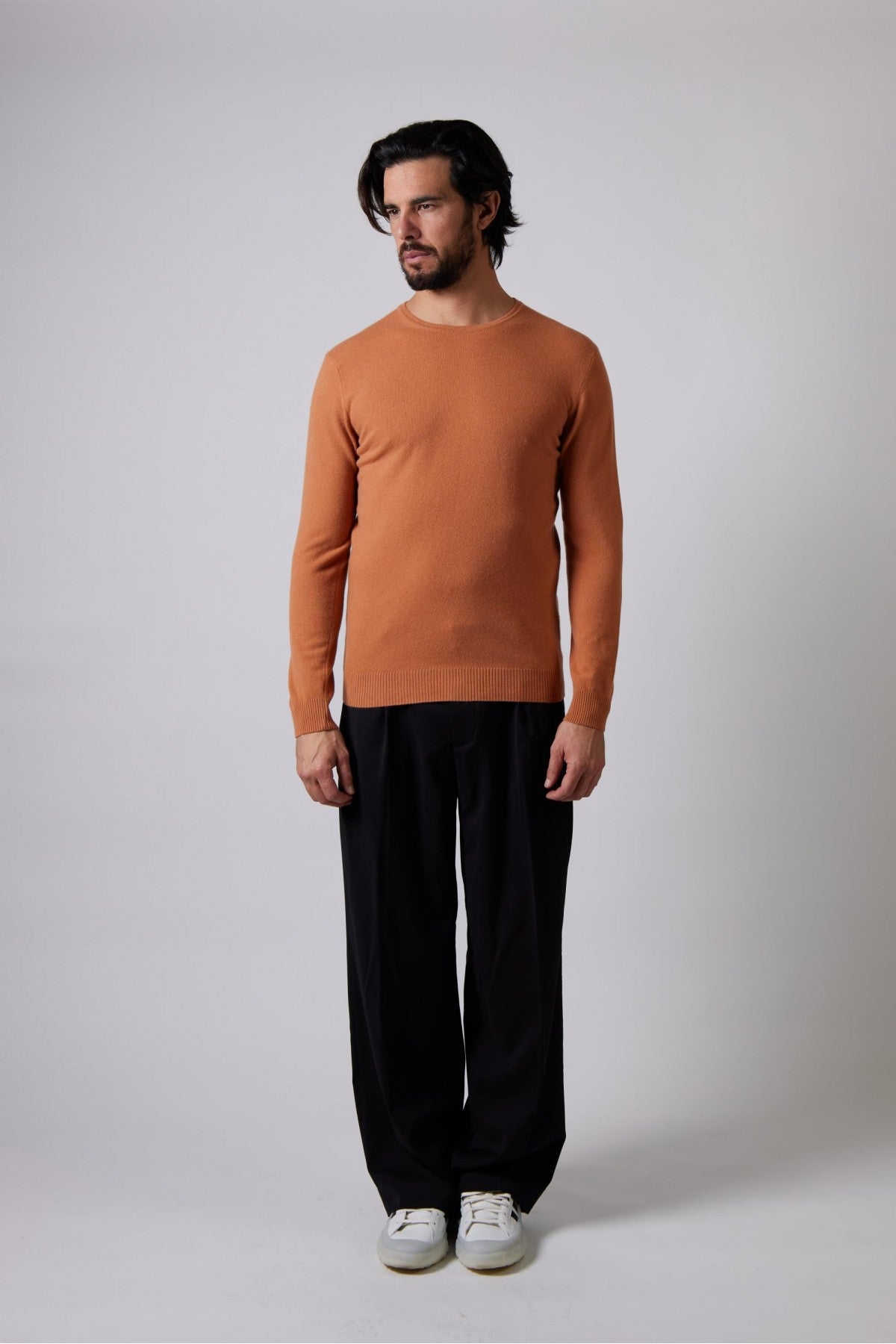 Merino cashmere shaved crew neck